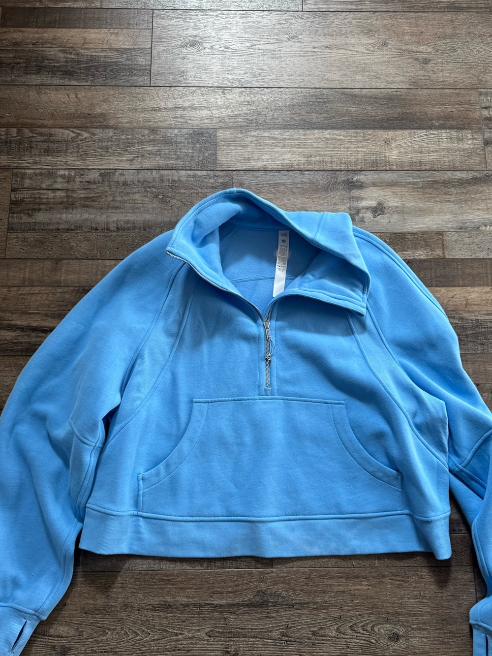 Blue cropped Half-Zip Pullover Sweatshirt